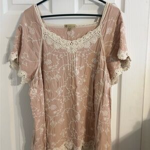 Democracy Pink and Cream Lace Top
